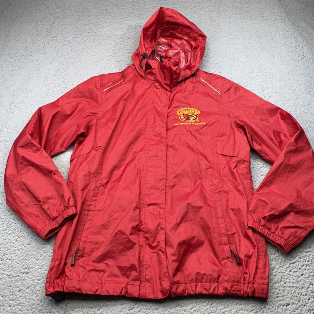 Iowa State Cyclones Jacket Womens Medium Red Windbreaker Rain Coat North End